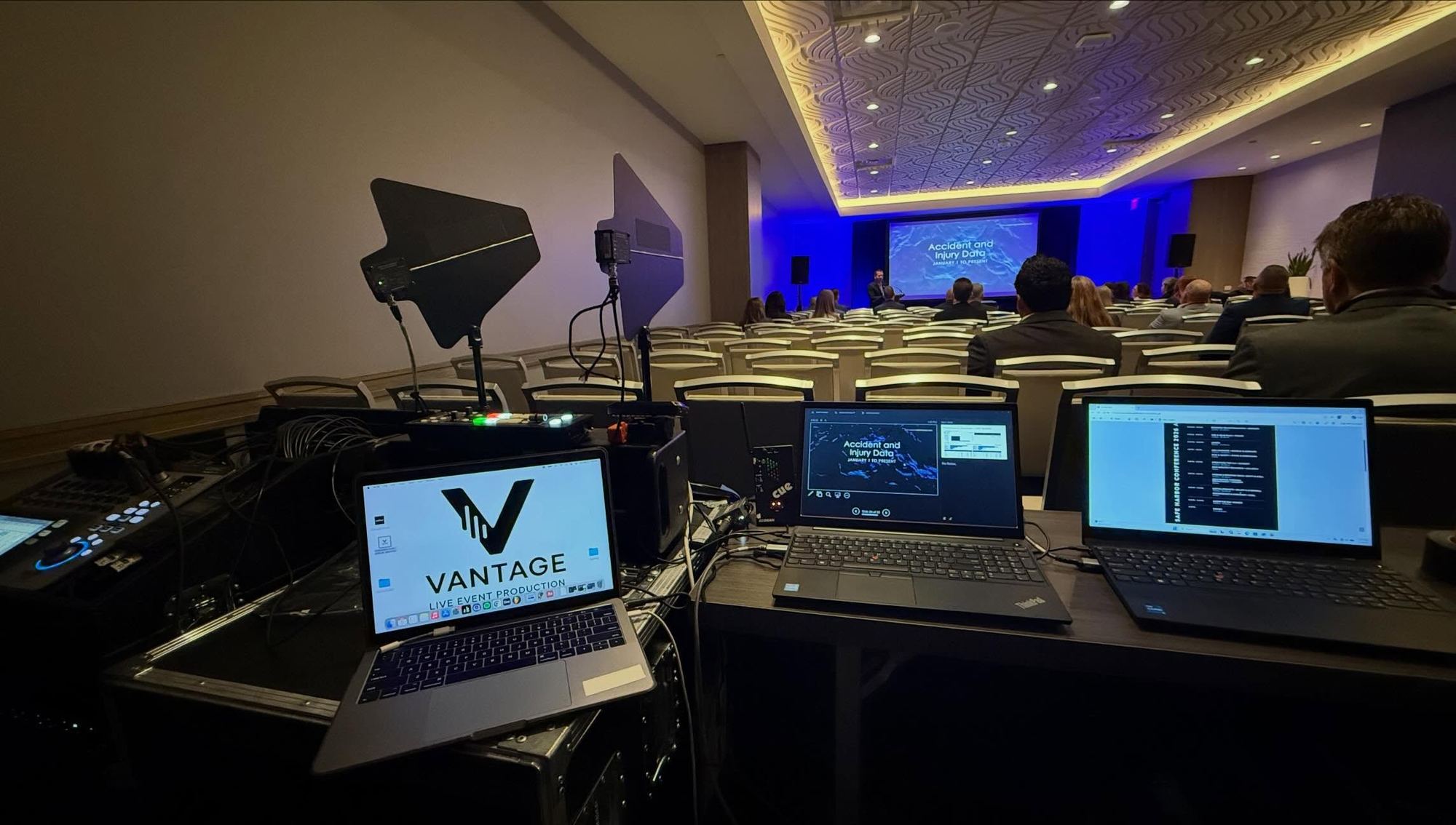 Vantage control position facing an LED wall at a Sunseeker Resort event